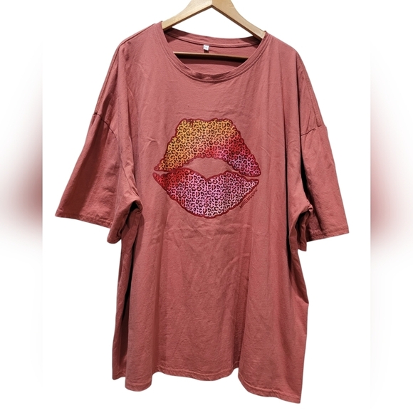 5X Vintage 100% Cotton Leopard Sunset Kiss Lips Graphic Tee - Picture 3 of 7